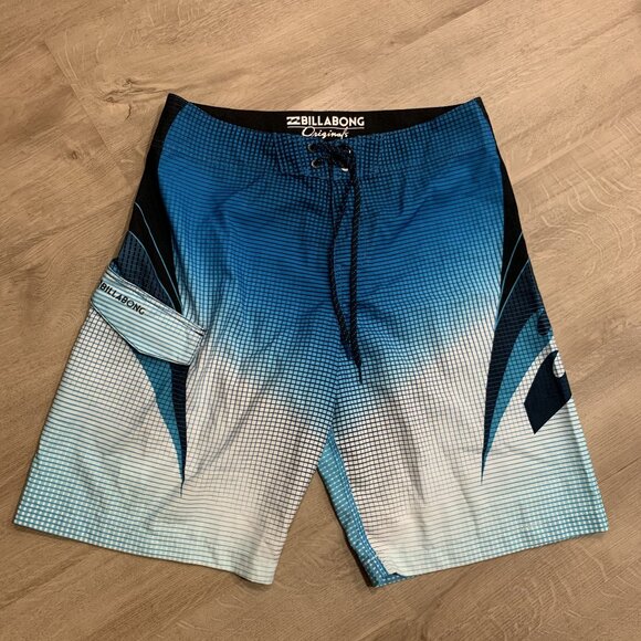 Billabong Board Shorts Men's 32 Blue Black Originals Swim Trunks Surf Beach - Picture 1 of 6
